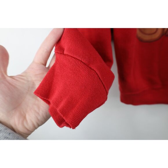 Vtg 90s Streetwear Womens Small Faded Christmas Teddy Bear Sweatshirt Red USA - Picture 9 of 15